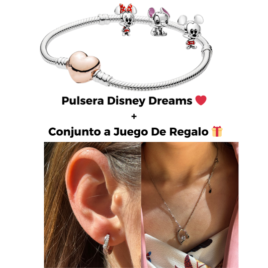 Pulsera Disney Dreams + Colgante y Pendientes ¡Regalo Exclusivo Incluido!